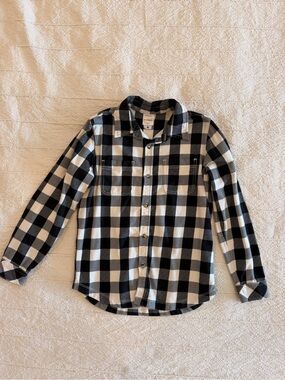 Hanna Andersson Flannel Black and White Plaid Button-Down Shirt (8)